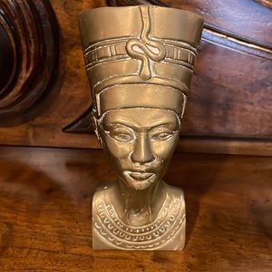 Vintage Brass Egyptian Queen Bust.